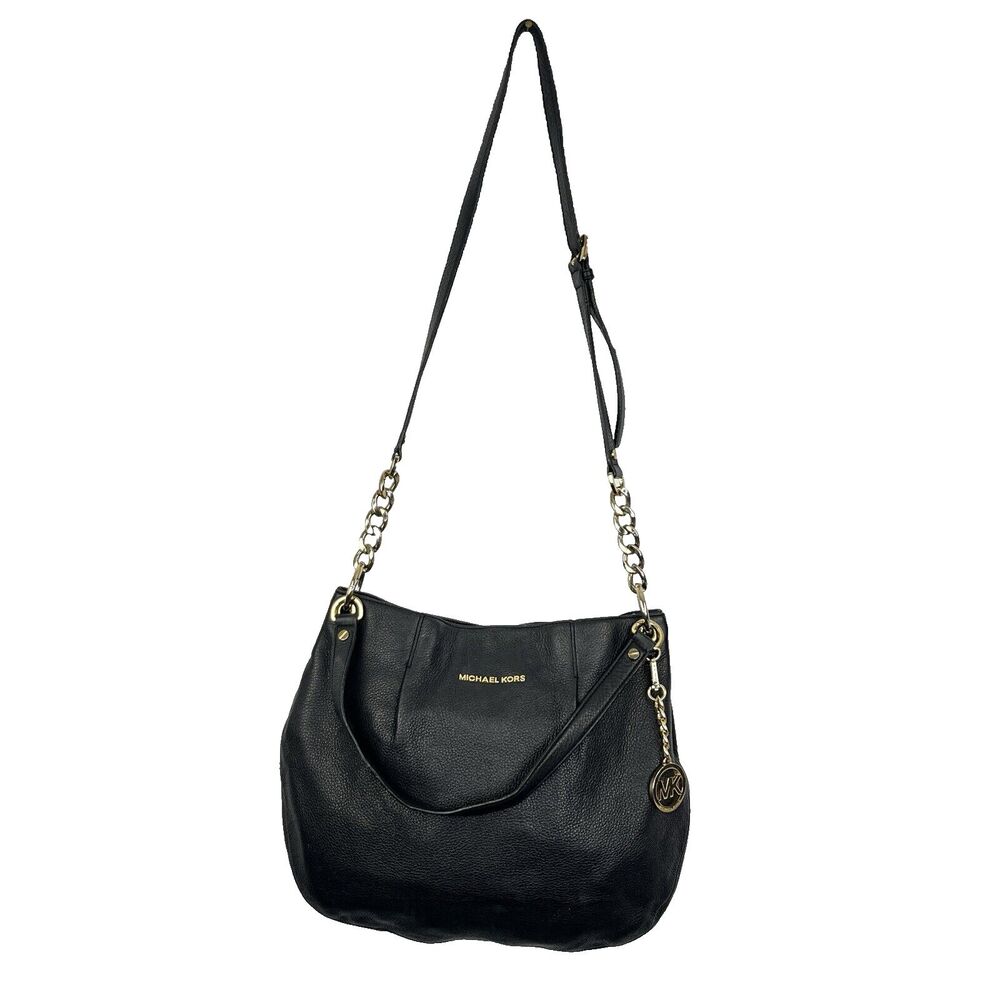 Michael Kors Black Pebbled Leather Large Hobo Shoulder Crossbody Bag